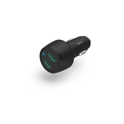 Hama 00201632 Auto-Schnellladegerät, 2x USB-C Power Delivery/Qualcomm®, 45 W, Schwarz